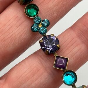 ✨ Sorrelli Multi-Color Crystal Bracelet – Adjustable 7”–8” ✨ Purple Blue Green